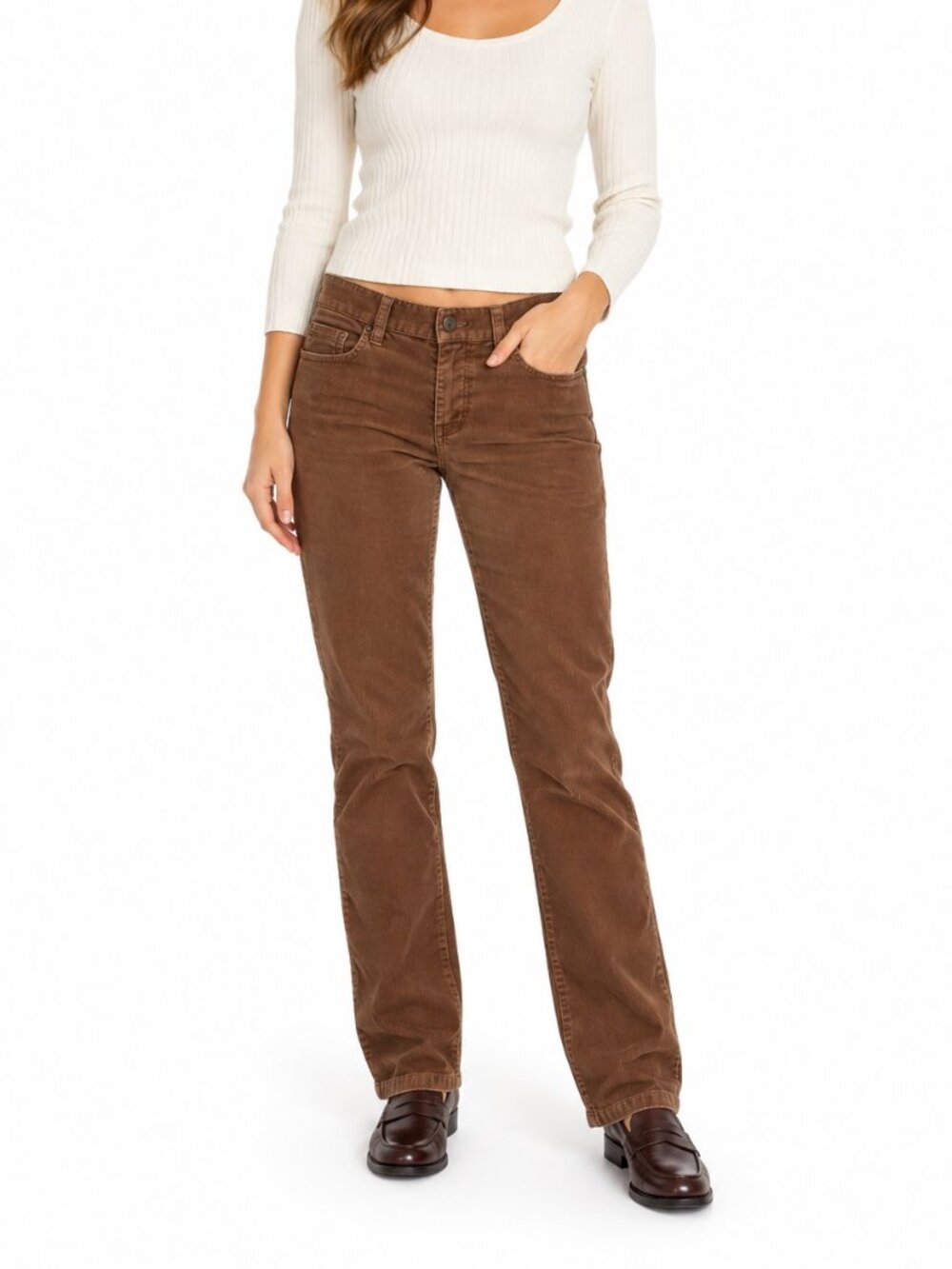 J.Crew City Fit Y2K Chocolate Brown Low Rise Corduroy Pants 27R